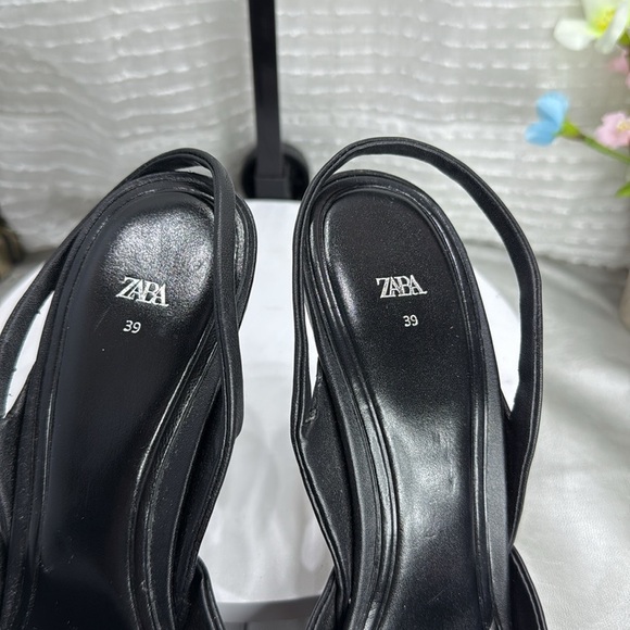 (O) ZARA Elegant Black Slingback Heels with Crystal Embellishment, Size 39/8USA - Picture 11 of 13